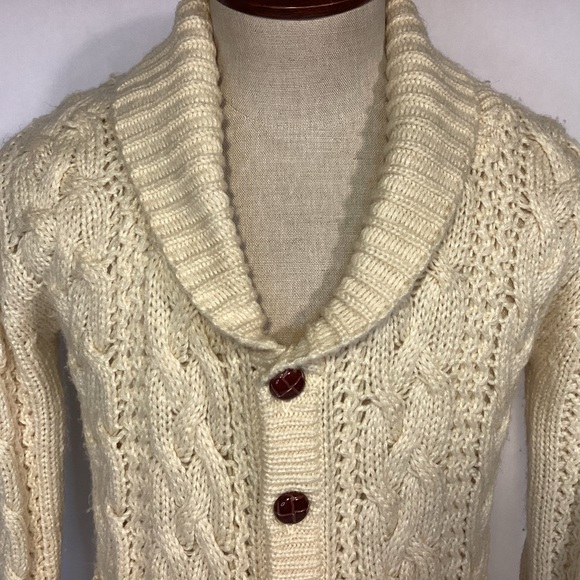 Vintage CollAgeman Shawl Collar Cardigan Sweater Unisex Womens size medium - Picture 2 of 6